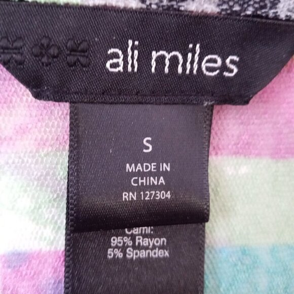 ALI MILES MULTICOLORED ABSTRACT PRINT SEMI SHEER BOHO BLOUSE WITH CAMI SIZE S - Picture 7 of 8